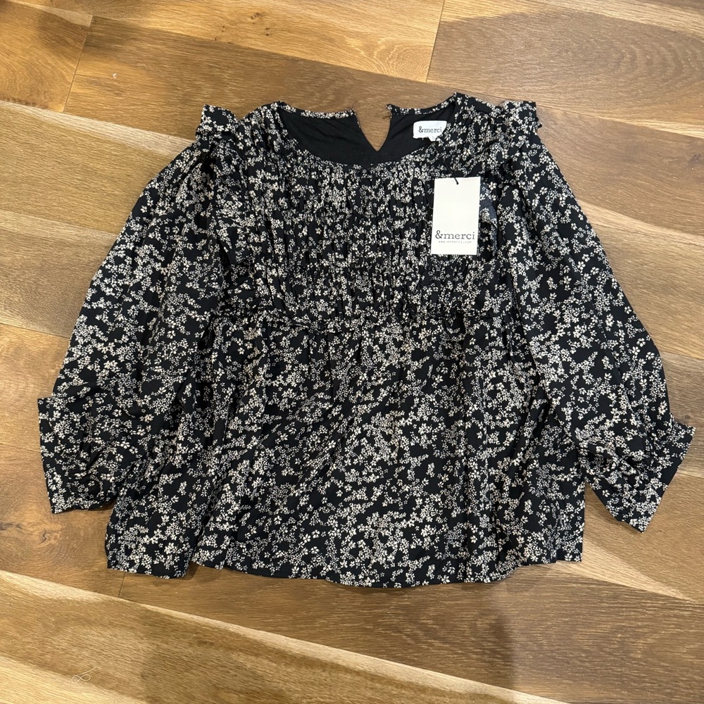 Black Floral Women's Blouse
